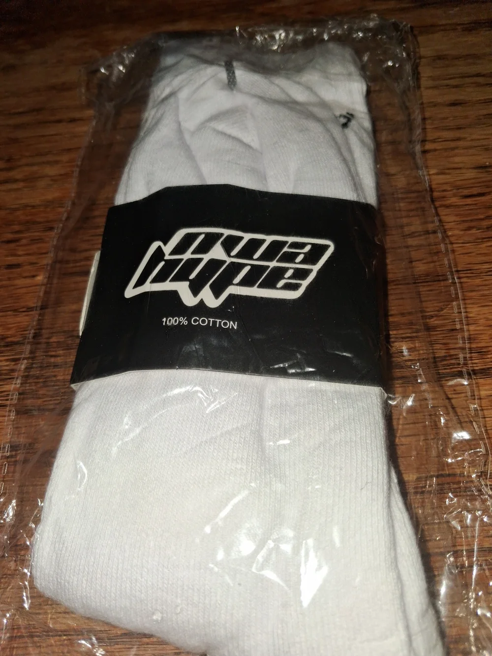Hype White Crew Athletic Socks with Black Logo